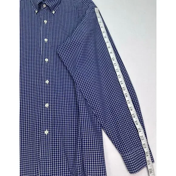 Polo Ralph Lauren Men’s Blue Gingham Check Button Down Shirt Size 16 34/35 - Picture 8 of 9